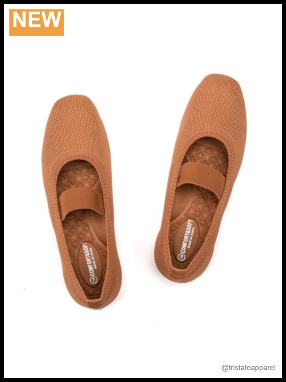 Women's Square Toe Ballet Flats Slip On Knitted Fabric Shoes with Elastic Straps